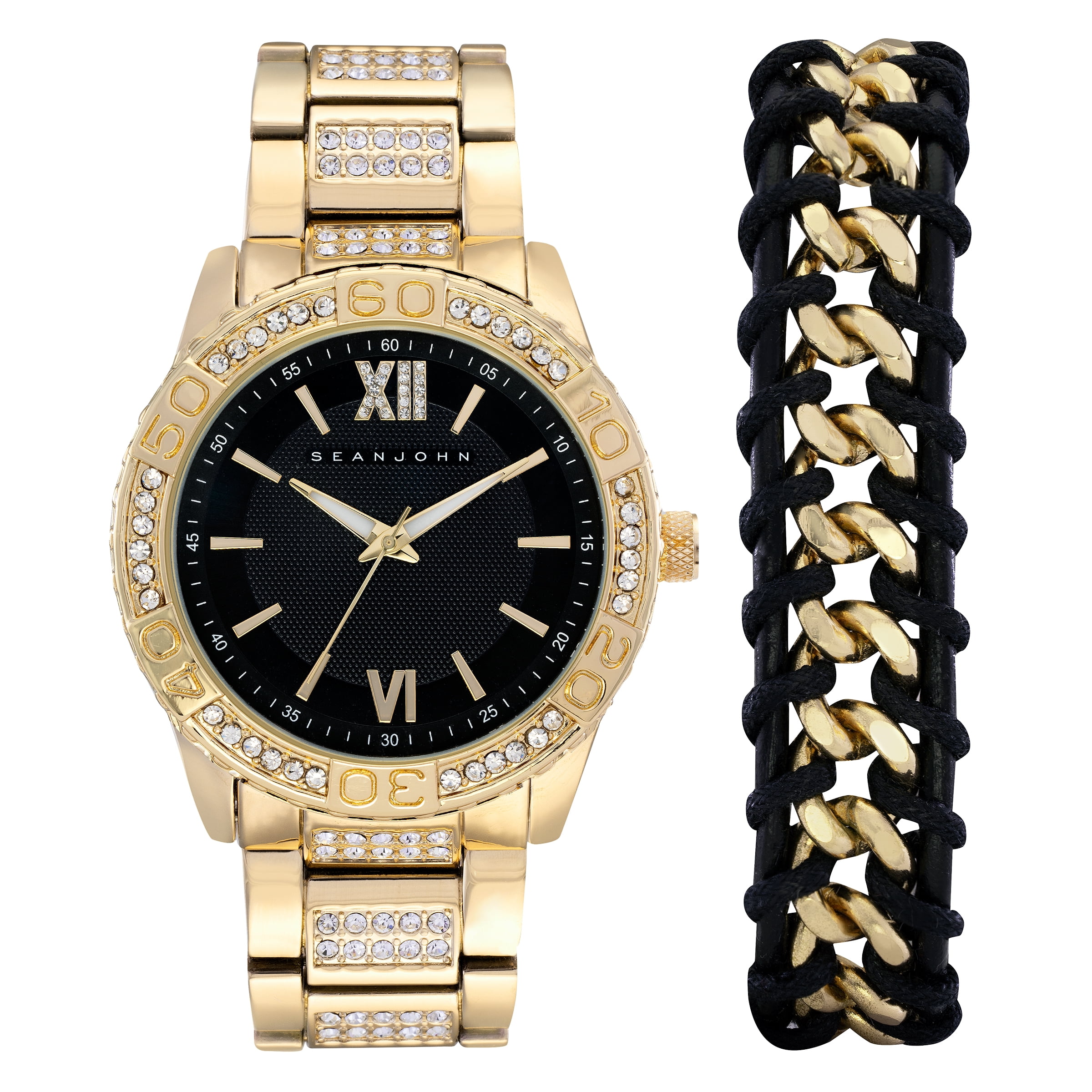 Sean John - Sean John Men's Goldtone Bracelet Watch and Bracelet Set SJ51031009 - Walmart.com
