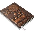 thumbnail image 1 of Cuaderno de cuero con relieve de tren, diario de viaje hecho a mano en 3D, diario de tren vintage con papel rayado, cuaderno de bocetos de cuero antiguo (A5, bronce rojo), 1 of 5