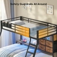 thumbnail image 5 of Bunk Bed Twin Over Twin with 4 Drawers & Storage Shelves & Bedside Caddy, Twin Metal Loft Bed with Led Lights & Charging Station,with Angled Ladder & Guardrail,Brown, 5 of 9