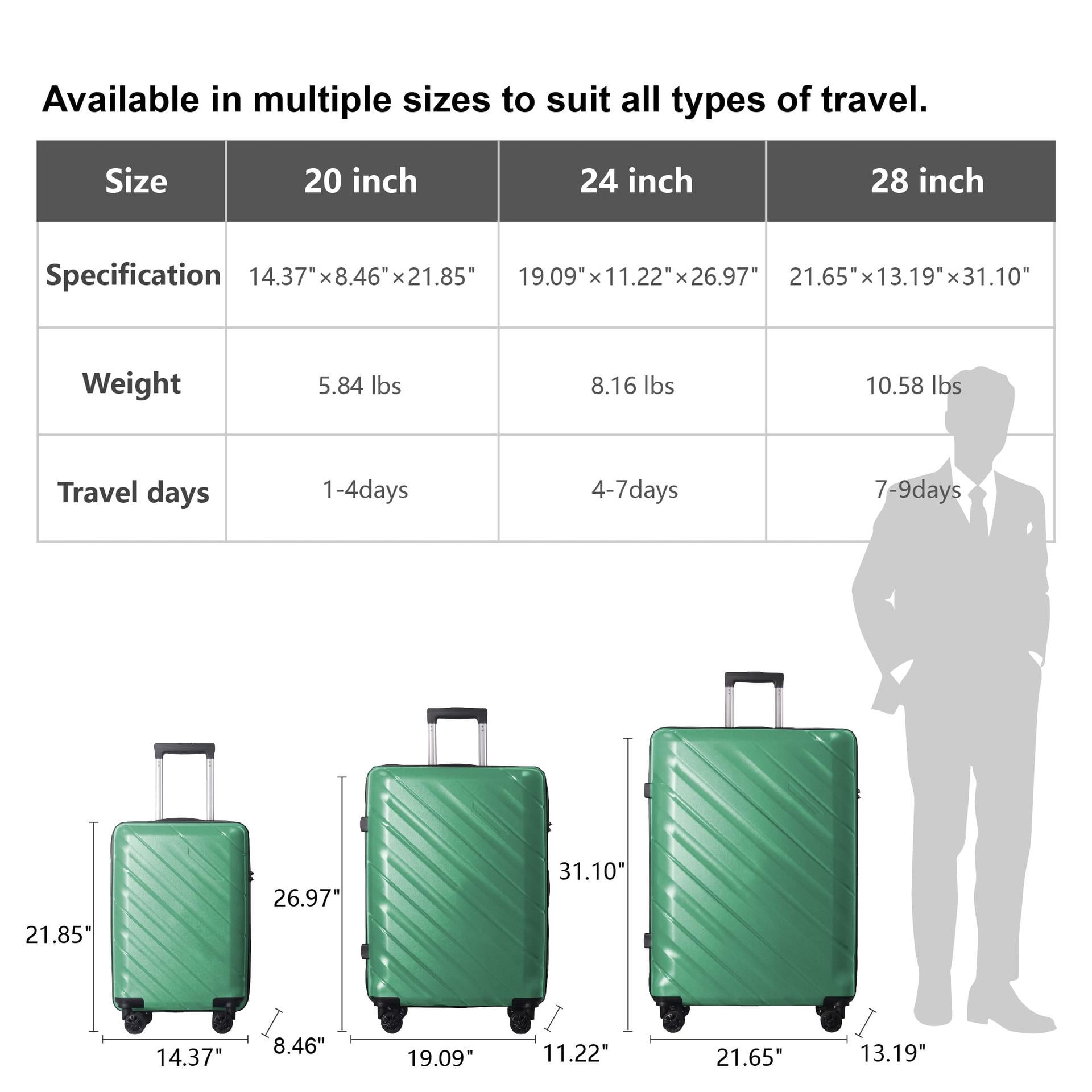 3 Piece Hardside Luggage Set with TSA Lock, Spinner Wheels, Scratch-Resistant Suitcase