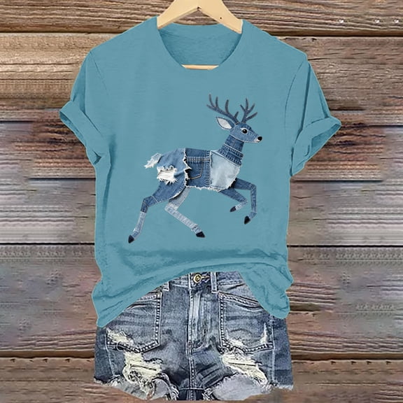 Odbmxy Graphic Womens Tee Shirts Plus Size Short Sleeve Summer Tops for Women Blue Soft Casual Workout Loose Tops