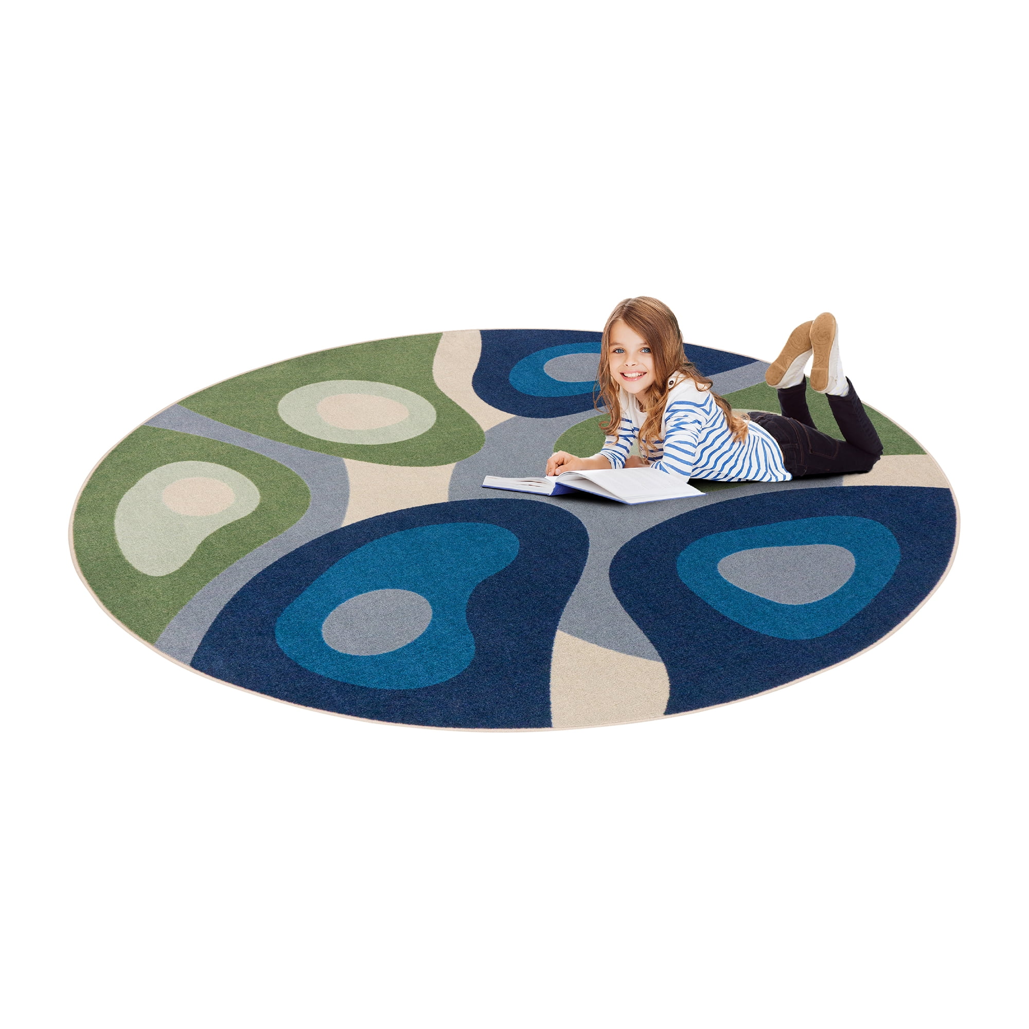 Peaceful Meadow 5'4" Round Area Rug in Color Multi