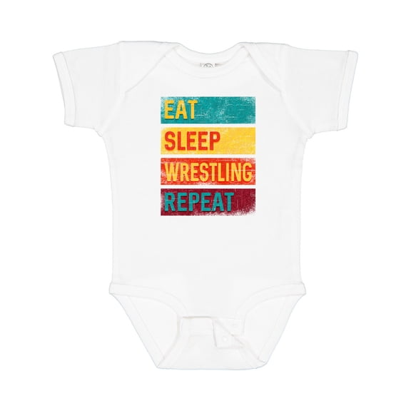 Inktastic Eat Sleep Wrestling Repeat Boys or Girls Baby Bodysuit