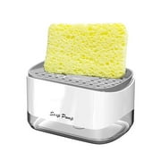 SUZH-u Distributeur de savon de cuisine 2 en 1 avec porte-éponge - Distributeur de liquide vaisselle pour la cuisine - Gadgets de cuisine intelligents 2022 - Organisateur de comptoir pour évier - D