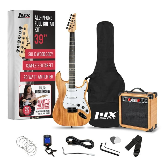 Kit de inicio completo para principiantes de guitarra eléctrica LyxPro de 39 pulgadas