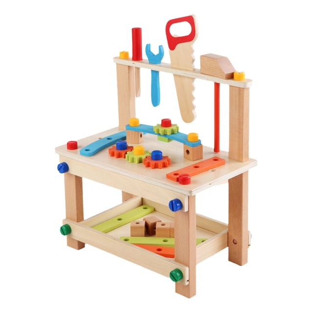 B Wooden Simulation Tool Bench Set Disassembly Assembly Toy Table Chair For Kids Pretend Play