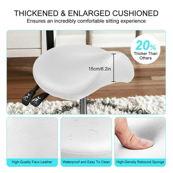 Goxfaca Saddle Chair with Back Support Rolling Salon Chair Stool Heavy-Duty Ergonomic Saddle Stool for Salon Massage Home Office Kitchen Clinic candid