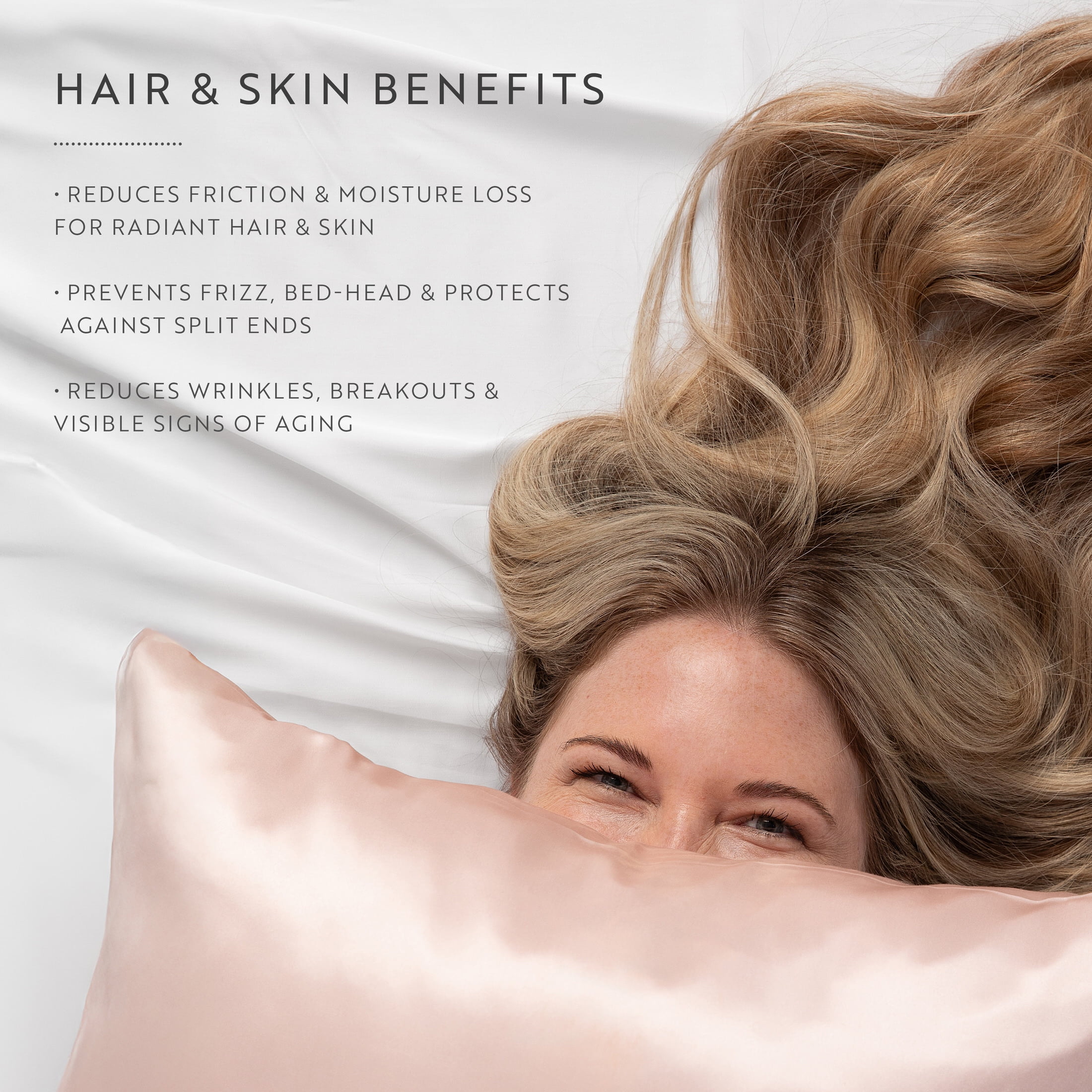 100% Mulberry Silk Pillowcase for Hair and Skin by Noble Linens, Blush