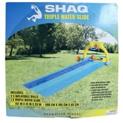 SHAQ Triple Water Slide for Kids Outdoor Summer Fun Slip and Slide with Splash Pool Easy Setup Durable Material Includes Inflatable Boards Ideal for Backyard Play Safe for Children Ages 5 and Up