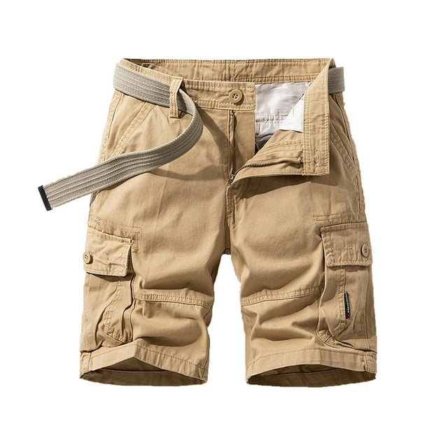 Mens Work Pants Men's Plus Size Cargo Shorts Multi Pockets Relaxed Summer Beach Shorts Pants Mens Work Cargo Shorts Khaki L