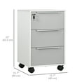 thumbnail image 3 of HOMCOM Classeur Vertical avec Serrure, Classeur à 3 Tiroirs, Gris, 3 of 10