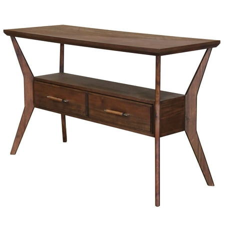 2 Drawer Console Table Dark Wood Finish Walmart Com
