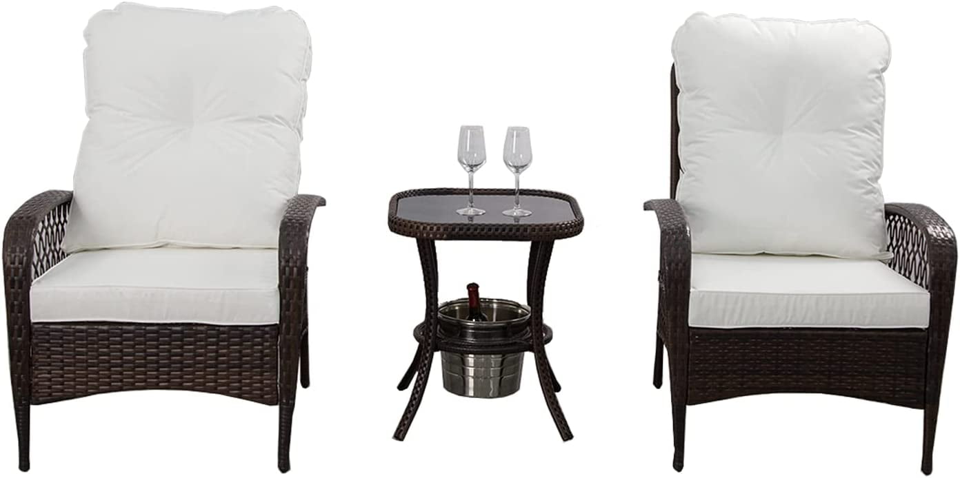 3 Pieces Patio Furniture Sets, Outdoor Wicker Conversation Bistro Set