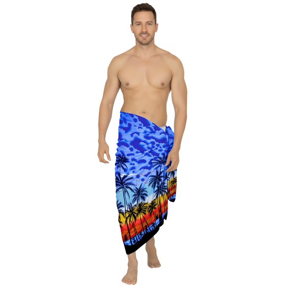 HAPPY BAY Men's Pareo Bath Trunk Swimwear Sarong Beach Wrap One Size Navy, Beach Summer Vacation Party