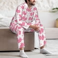 thumbnail image 7 of Salouo pink polka dot bows Print Button-Front Long Sleeve Pajama Set for Men, Soft 2Pjs Men's Long Sleeve Sleepwear-Medium, 7 of 7