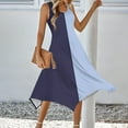 thumbnail image 2 of SMihono Women's Summer Irregular Hem Dresses Sleeveless Color Block Tank Dress A-Line Swing Loose Fit Dresses Light Blue 8, 2 of 7