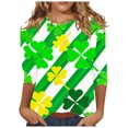 thumbnail image 1 of Diufon T-Shirts de la Saint-Patrick pour Femmes Décontractés Grande Taille Imprimé Trèfle Manches 3/4 Col Rond, 1 of 5