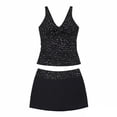 thumbnail image 7 of Shihyeh Women Striped Tankini Set Twist Front Halter Neck Top with Flounce Skirted Bottom Tummy Control Swimsuit for Young Ladies, 7 of 7