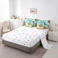thumbnail image 5 of Castle Fairy Flat Tiki Cocktail Art King Bedding 7pcs,Palm Hibiscus Coastal Frame Print King Bed in a Bag,Tan Teal,Reversible, 5 of 7