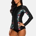 thumbnail image 5 of Printed UPF 50+ Full Zipper Swimwear Rash Guard For Women Long Sleeve Swimsuit Shirt Tops, 5 of 7