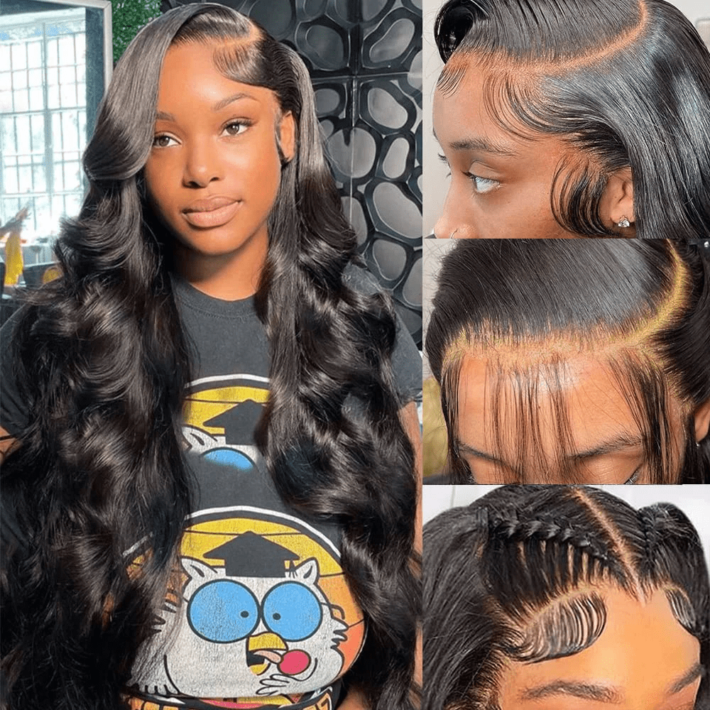 Body Wave Lace Front Wigs Human Hair 200 Density Brazilian Virgin Real Human Hair Wigs For Women Pre Plucked 13x6 HD Transparent Lace Frontal Human Hair Wigs With Baby Hair Natural Hairline 26inch