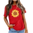 thumbnail image 1 of EQWLJWE Hauts à Col en V pour Femmes Mode Féminine Col Rond Manches Courtes Imprimé Tournesol de Pâques Hauts d'Été pour Femmes 2023, 1 of 7