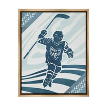 Stupell Industries Patterned Hockey Player Sports Painting Brown Floater Framed Canvas Art Print Wall Art, 17 x 21