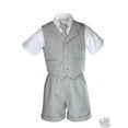 thumbnail image 5 of New Boy Infant & Toddler Formal Eton Lt. Gray Vest Shorts Suit S M L XL 2T 3T 4T, 5 of 9