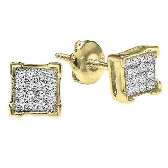 Dazzlingrock Collection 0.06 CT Round Lab Grown Diamond Stud Earrings, Yellow Plated Sterling Silver