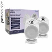Pure Acoustics || Hi-Definition BT Speakers Surround Sound Water Resistant IP-X6 120W Power Output 6.5" Woofer Auxiliary UV Protection w/ Bass and Treble Control (Everest White)