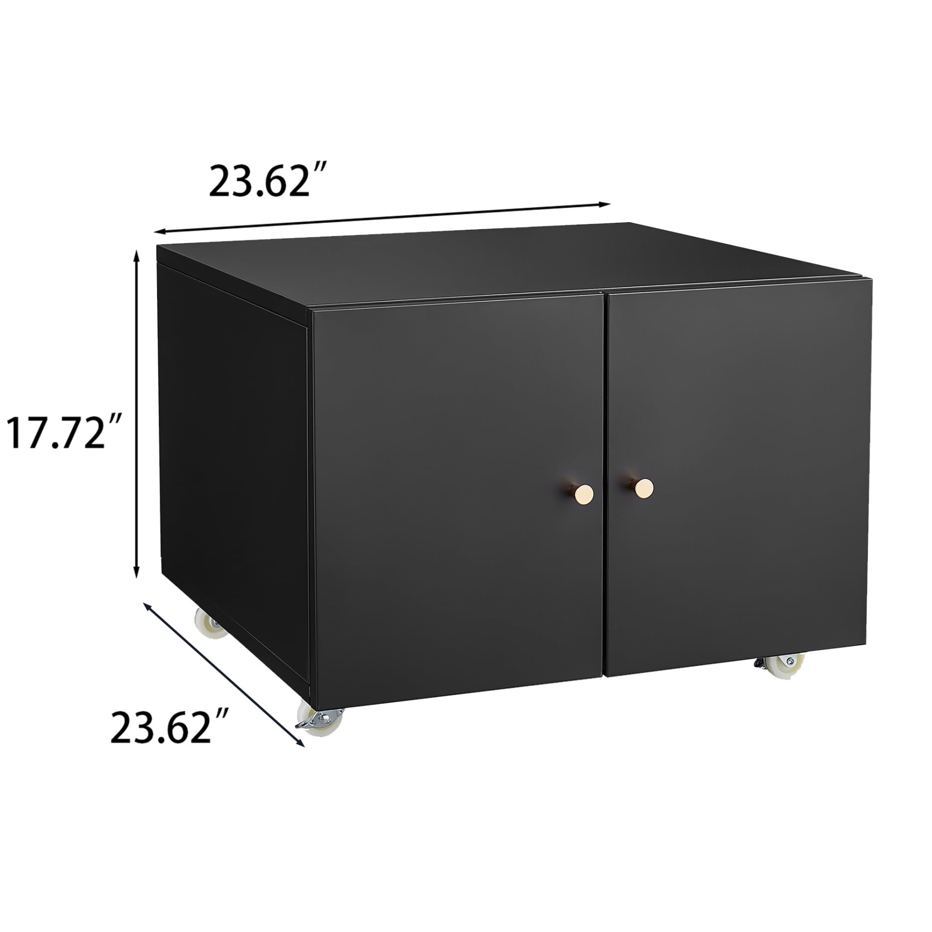 Office Printer Stand with Storage, Furniture Copier Cabinet with Wheels, Copier Stand Mobile Pedestal File Printer Stand, Black