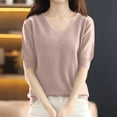 thumbnail image 2 of BRDFRL Womens Puff Short Sleeve Sweater Casual Summer V Neck Pullover Tops Ribbed Knit Sweater Blouse Khaki L, 2 of 5