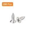 thumbnail image 3 of Uxcell #6x3/8" Wood Screws, 200 Pack Flat Head Phillips Self Tapping Screws 304 Stainless Steel Metal Screws, 3 of 5