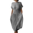 thumbnail image 1 of SZXZYGS Robes de Printemps for Women 2024 Manches Longues Florales Women Robe d'Été Décontractée avec Poche Col Rond Manches Courtes Coton Lin 2024, 1 of 4