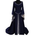 thumbnail image 1 of Costumes d'Halloween pour Femmes Robe Renaissance Manches Papillon Robe Maxi Robes Soirée Rétro Médiévale Cosplay Costumes Bleu,P, 1 of 2
