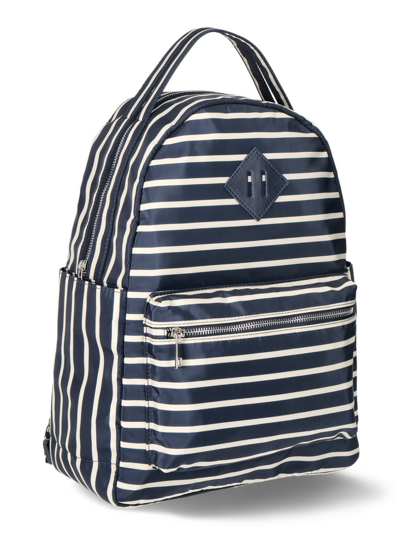 No Boundaries Women's Dome Backpack Navy Stripe, 12x16x5.75-inch