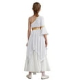 thumbnail image 2 of Alvivi Robe de Danse Liturgique de Louange pour Filles, Métallique, une Épaule, Manche Évasée, Robe d'Église, Performance sur Scène, Blanc, 12, 2 of 5