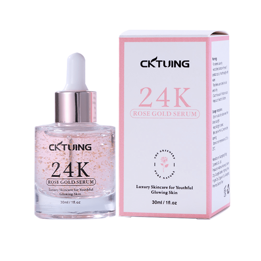 24K Rose Gold Serum for Face – Anti-Aging + Radiance Booster with Gold Flakes, Rose Extract, Hyaluronic Acid, Niacinamide & Vitamin C – Brightening, Hydrating & Skin Tightening – 1 oz (30ml)