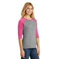thumbnail image 4 of District Made Ladies Perfect Tri 3/4 Sleeve Raglan-S (Fuchsia Frost/ Grey Frost), 4 of 6
