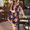 thumbnail image 3 of Fotbe Robe Motif Football Américain et Flammes de Feu Décontractée Mode Femme Manches Courtes Robe Maxi Robe T-Shirt Rayée Longue à Blocs de Couleur, 3 of 6