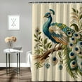 thumbnail image 2 of JRXY Vintage Blue Elegant Colorful Peacock Double Side Shower Curtain Multiple Sizes White, 2 of 6