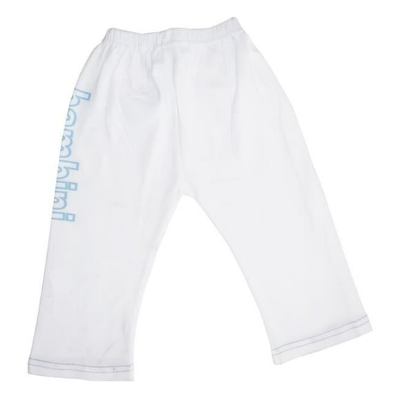 LS-0207 Boys Pants with Print, White & Blue - Medium