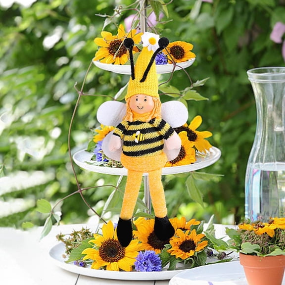 JilgTeok Bee Festival Long Legs Dwarf Doll Ornament Festival Doll Showcase Decoration Spring Decorations for Home Bee Birthday Party Gifts for Men Women Honey Bumble Bee