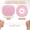 thumbnail image 2 of 3 Rolls 164 Yards Size 3 Pink Pearl Cotton Crochet Thread Lace Weight Yarn Tatting Thread for Crocheting Knitting Embroidery Sewing, 2 of 7