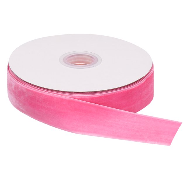 Cinta de Terciopelo Uxcell 1" x 10 Yardas Carrete de Una Cara Sedosa para Manualidades DIY Envoltura de Regalos Decoración de Moño Rosa