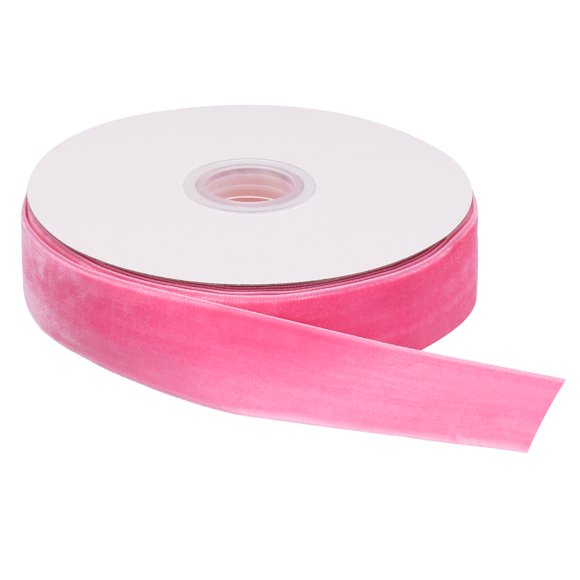 Cinta de Terciopelo Uxcell 1" x 10 Yardas Carrete de Una Cara Sedosa para Manualidades DIY Envoltura de Regalos Decoración de Moño Rosa