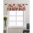thumbnail image 3 of Curtain Valance for Windows Country Tulip Flowers Red Purple Kitchen Valances Rod Pocket Short Curtains,Pastoral Botanical Retro Linen Window Treatment Panel for Living Room Bathroom Bedroom 42x12in, 3 of 8