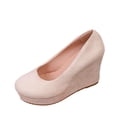 thumbnail image 3 of Women Shoes Women's Heels Platform Wedge Shoes for Women Wide Width Comfort High Heel Pumps Suede Round Toe Slip On Women Shoes Casual Dress Lightweight Solid Color Waterproof Platform Wedges Black, 3 of 10