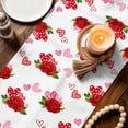 thumbnail image 3 of Red Roses Table Runner - 70 Inch Long Valentine's Day Floral Love White Country Cotton and Linen Blended Dress Scarves Farmhouse Table Runner for Kitchen Dining, Coffee Table, 13" x 70", 3 of 8