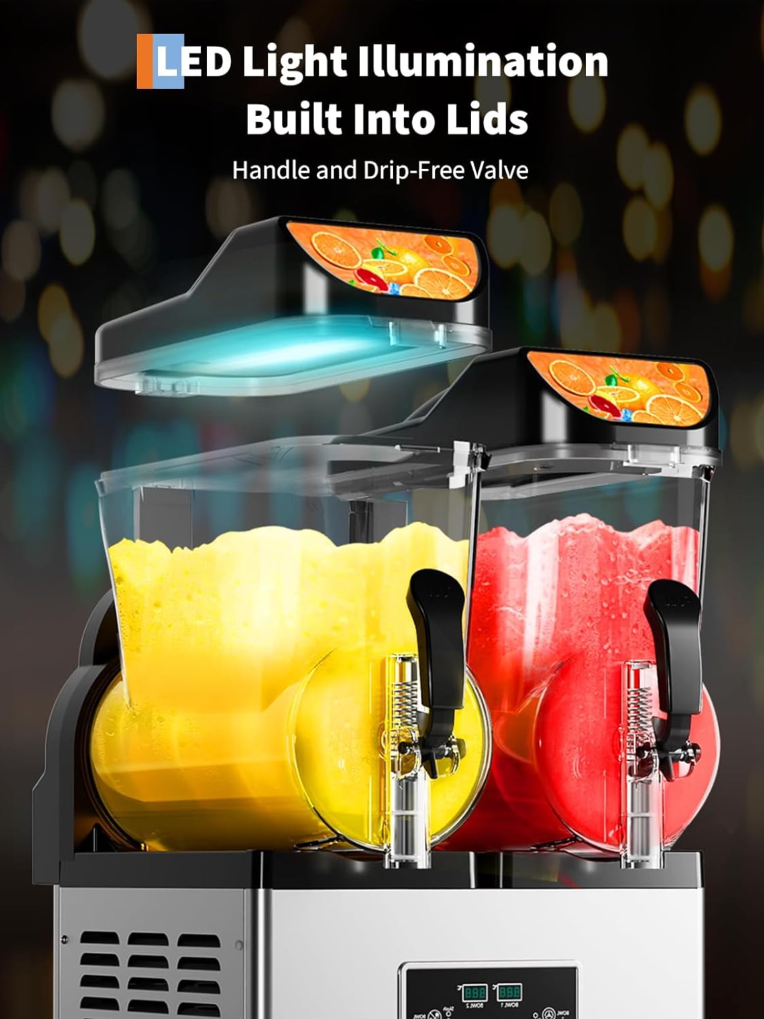 Garvee Commercial Slushy Machine with Self-Cleaning, 8Gal Frozen Drink Machine for Home, Restaurants, 900W, Black & Silver